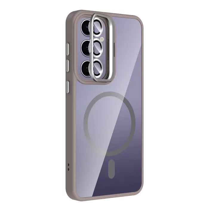 Samsung Galaxy S24 Plus Kılıf Standlı Kamera Lens Koruma Hediyeli Magsafe Şarj Lopard Etro Kapak Koruyucu