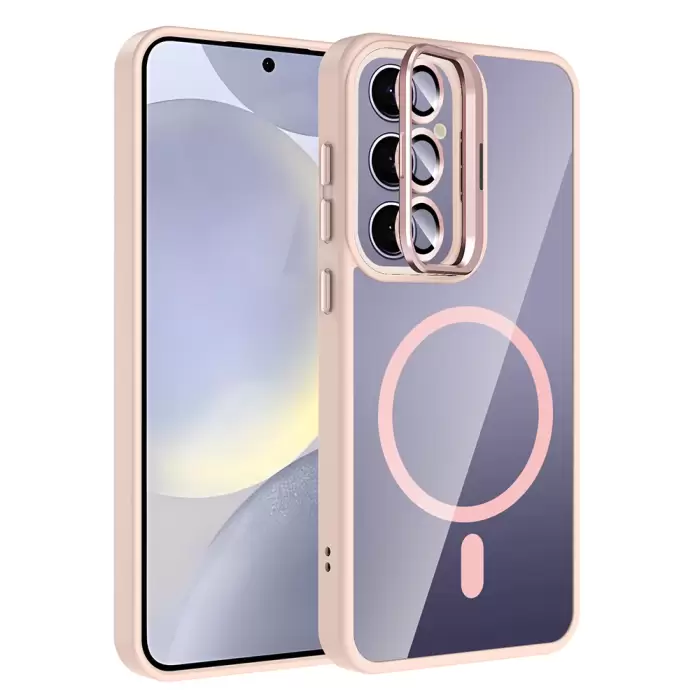 Samsung Galaxy S24 Plus Kılıf Standlı Kamera Lens Koruma Hediyeli Magsafe Şarj Lopard Etro Kapak Koruyucu
