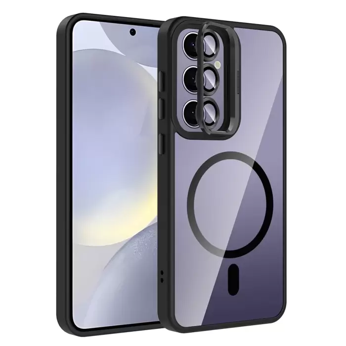 Samsung Galaxy S24 Plus Kılıf Standlı Kamera Lens Koruma Hediyeli Magsafe Şarj Lopard Etro Kapak Koruyucu