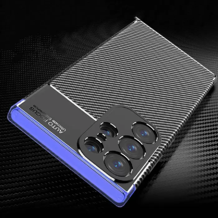 Samsung Galaxy S24 Ultra Kılıf Lopard Kamera Korumalı Karbon Desenli Negro Kapak Orijinal Yüzey Kılıf