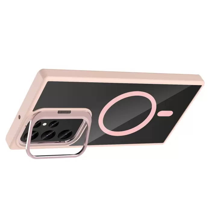 Samsung Galaxy S24 Ultra Kılıf Standlı Kamera Lens Koruma Hediyeli Magsafe Şarj Lopard Etro Kapak Koruyucu
