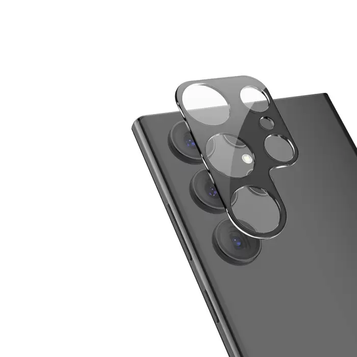 Samsung Galaxy S24 Ultra Lopard Siyah Çerçeveli Lens Koruma Parlak Renkli Kamera Koruyucu CL-08 Cam 3D-Kamera-Cam