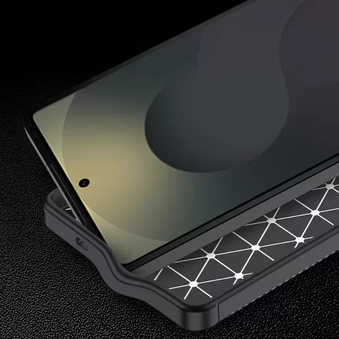 Samsung Galaxy S25 Edge Kılıf Lopard Kamera Korumalı Karbon Desenli Negro Kapak Yüzey Kılıf