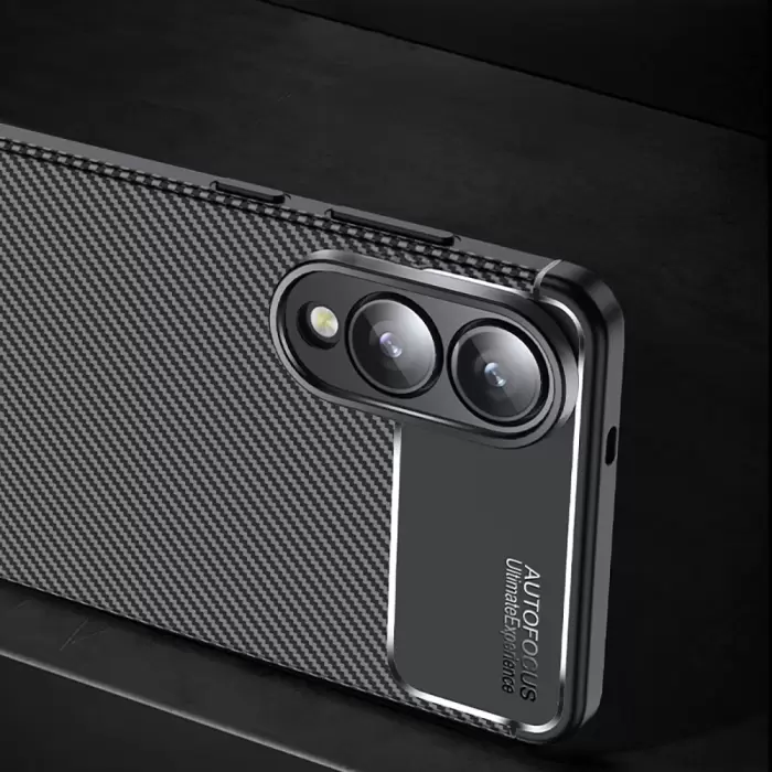 Samsung Galaxy S25 Edge Kılıf Lopard Kamera Korumalı Karbon Desenli Negro Kapak Yüzey Kılıf