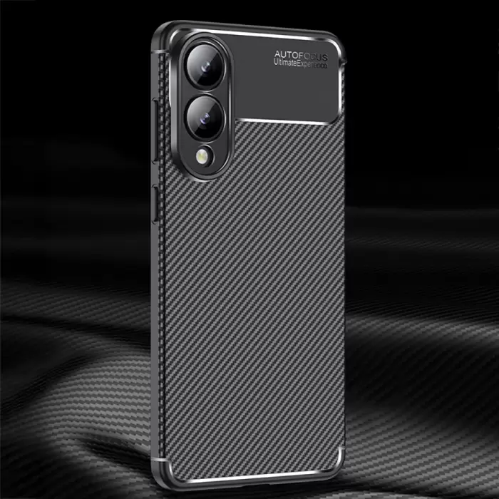 Samsung Galaxy S25 Edge Kılıf Lopard Kamera Korumalı Karbon Desenli Negro Kapak Yüzey Kılıf