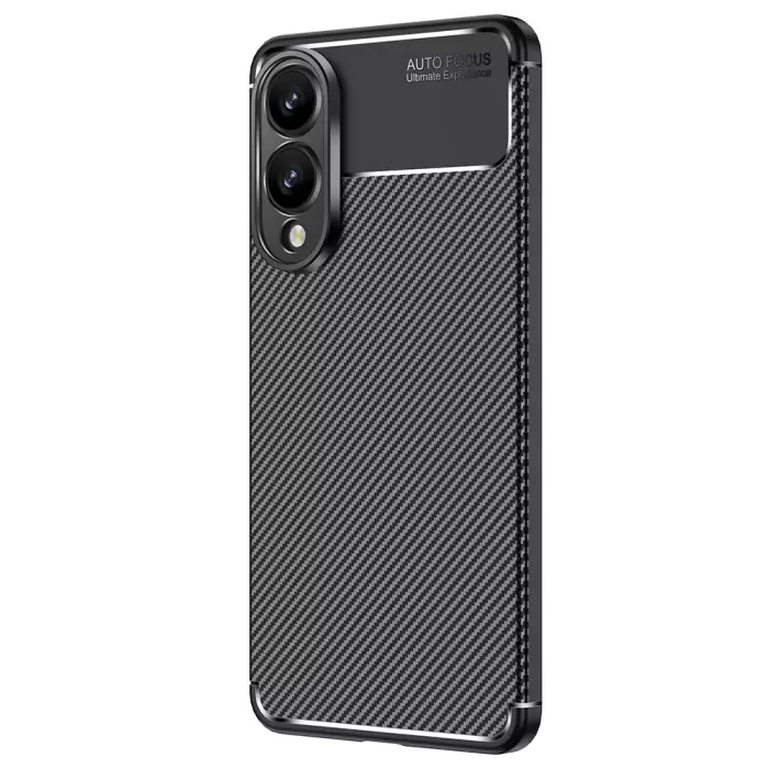 Samsung Galaxy S25 Edge Kılıf Lopard Kamera Korumalı Karbon Desenli Negro Kapak Yüzey Kılıf