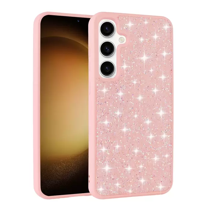 Samsung Galaxy S25 Kılıf Parlak Taşlı Tasarım Lopard Pırlanta Kapak