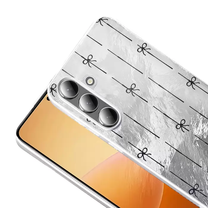Samsung Galaxy S25 Plus Kılıf Parlak Desenli Silikon Mep Kapak Telefon Kılıfı Leopar-Fiyonk-Geo Desenleriyle