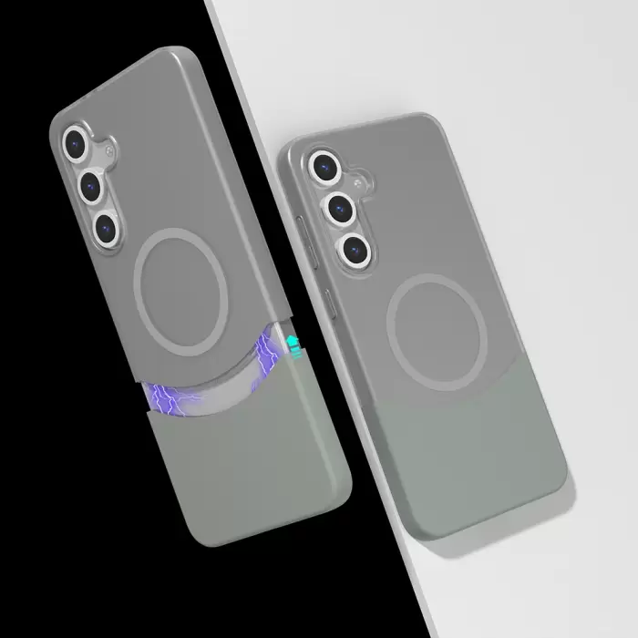 Samsung Galaxy S25 Plus Kılıf M-safe Şarj Özellikli Mıknatıslı Lopard Duble Kapak