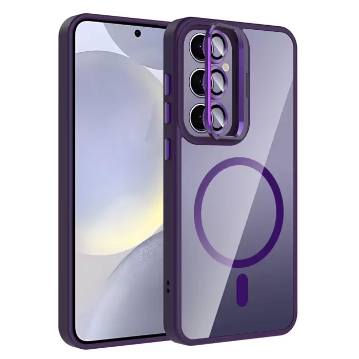 Samsung Galaxy S25 Plus Kılıf Standlı Kamera Lens Koruma Hediyeli Magsafe Şarj Lopard Etro Kapak Koruyucu