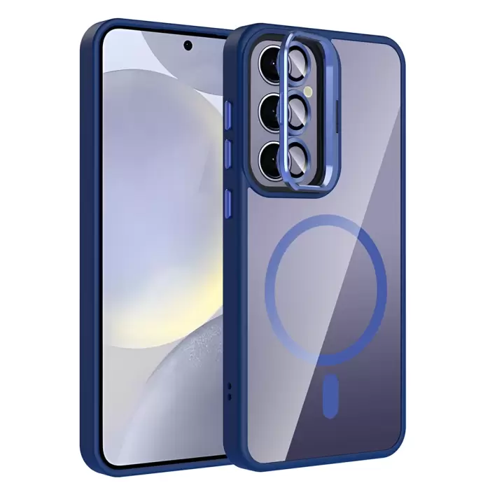 Samsung Galaxy S25 Plus Kılıf Standlı Kamera Lens Koruma Hediyeli Magsafe Şarj Lopard Etro Kapak Koruyucu