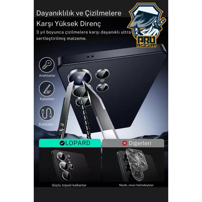 Samsung Galaxy S25 Ultra Kamera Lens Koruyucu, 9H Temperli Parlak Kamera Koruma Metal Kılıf Dostu cl-07