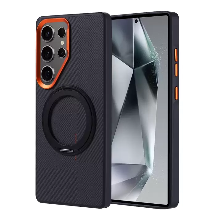 Samsung Galaxy S25 Ultra Case with Magsafe Charging Feature and Carbon Fiber Look Lopard Stand Troy Cover