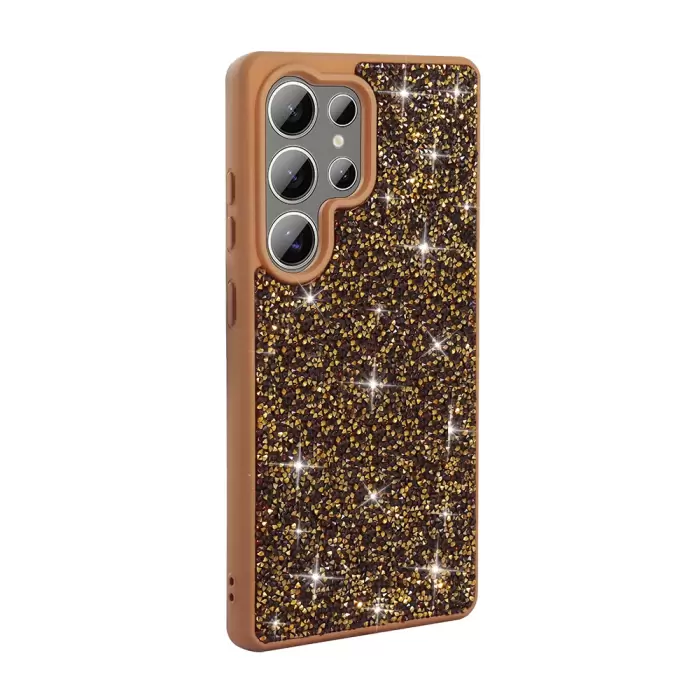 Samsung Galaxy S25 Ultra Kılıf Parlak Taşlı Tasarım Lopard Pırlanta Kapak