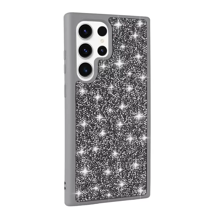 Samsung Galaxy S25 Ultra Kılıf Parlak Taşlı Tasarım Lopard Pırlanta Kapak