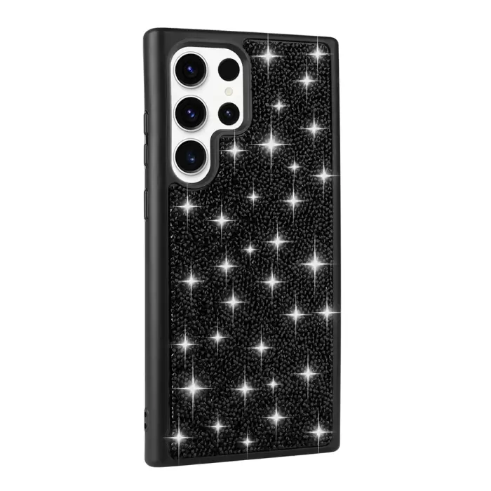 Samsung Galaxy S25 Ultra Kılıf Parlak Taşlı Tasarım Lopard Pırlanta Kapak