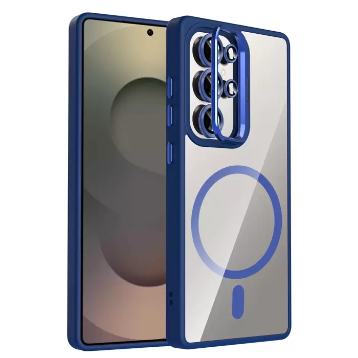 Samsung Galaxy S25 Ultra Kılıf Standlı Ve Kamera Lens Hediyeli M-safe Şarj Özellikli Lopard Etro Kapak
