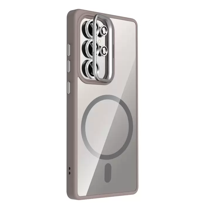 Samsung Galaxy S25 Ultra Kılıf Standlı Ve Kamera Lens Hediyeli M-safe Şarj Özellikli Lopard Etro Kapak