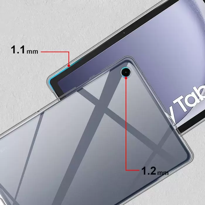 Samsung Galaxy Tab A9 Plus Kılıf Lopard Tablet Kamera Korumalı Renksiz Şeffaf Esnek Silikon Kapak Süper