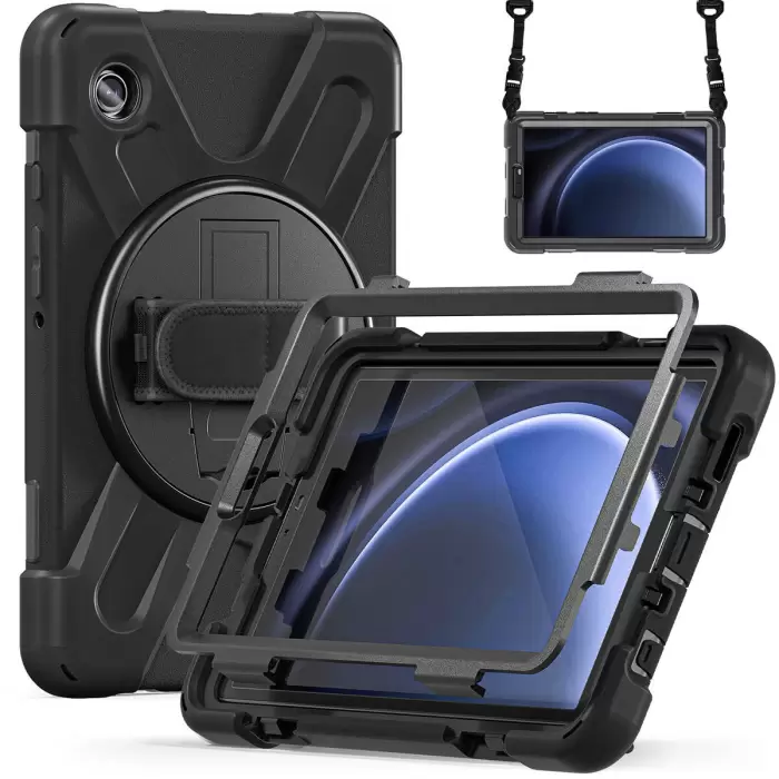 Samsung Galaxy Tab A9 Uyumlu Tablet Silikon Tank Military Ultra Koruma Standlı Defender