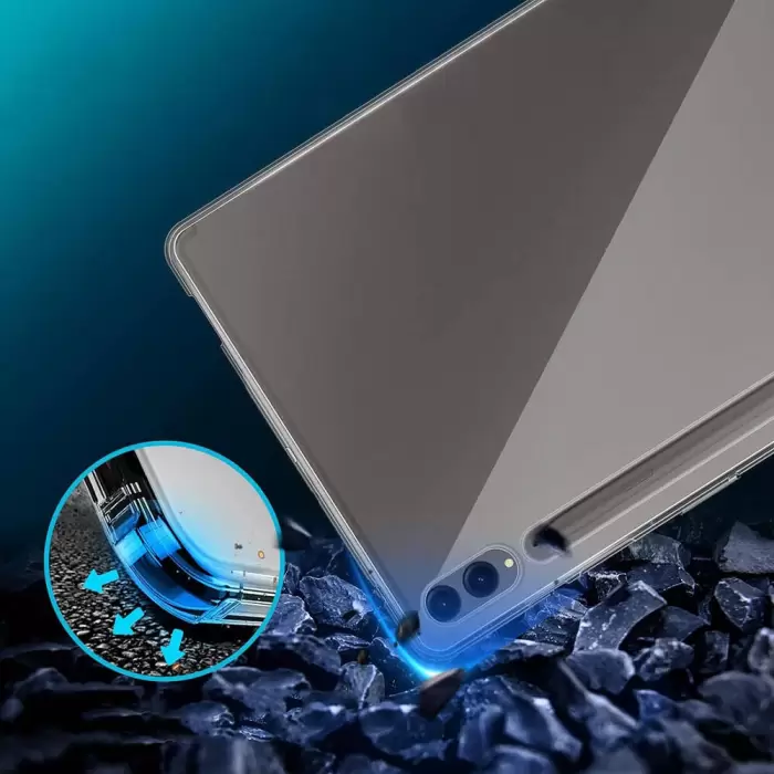 Samsung Galaxy Tab S10 Plus Kılıf Lopard Tablet Kamera Korumalı Renksiz Şeffaf Esnek Silikon Kapak Süper