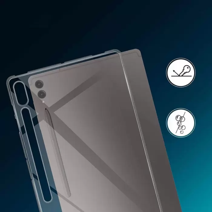 Samsung Galaxy Tab S10 Plus Kılıf Lopard Tablet Kamera Korumalı Renksiz Şeffaf Esnek Silikon Kapak Süper