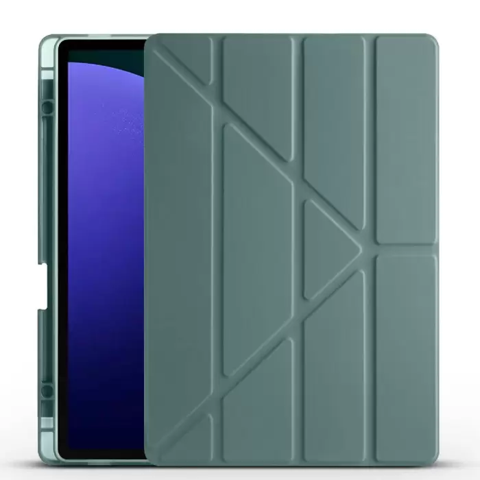 Samsung Galaxy Tab S10 Plus Kılıf Lopard Tri Folding Kalem Bölmeli Standlı Kılıf