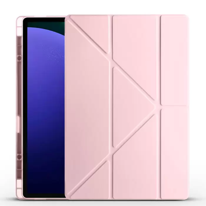 Samsung Galaxy Tab S10 Ultra Kılıf Lopard Tri Folding Kalem Bölmeli Standlı Kılıf