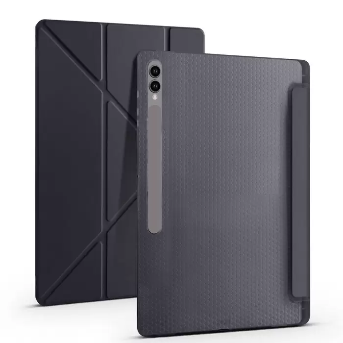 Samsung Galaxy Tab S10 Ultra Kılıf Lopard Tri Folding Kalem Bölmeli Standlı Kılıf