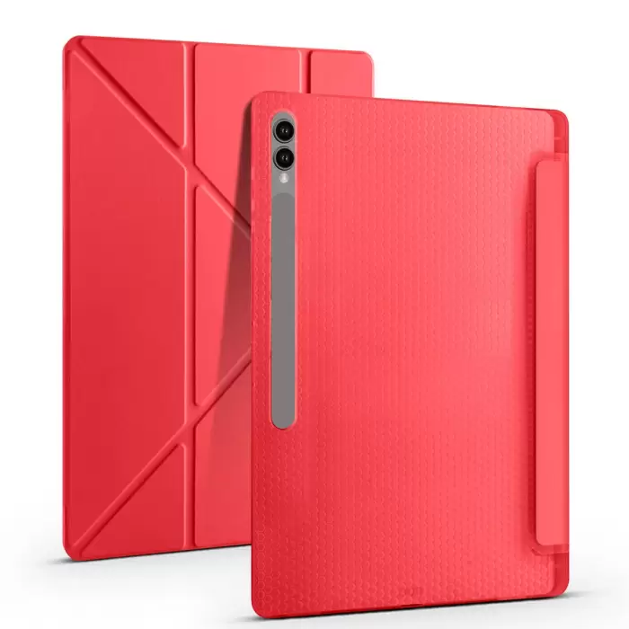 Samsung Galaxy Tab S10 Ultra Kılıf Lopard Tri Folding Kalem Bölmeli Standlı Kılıf