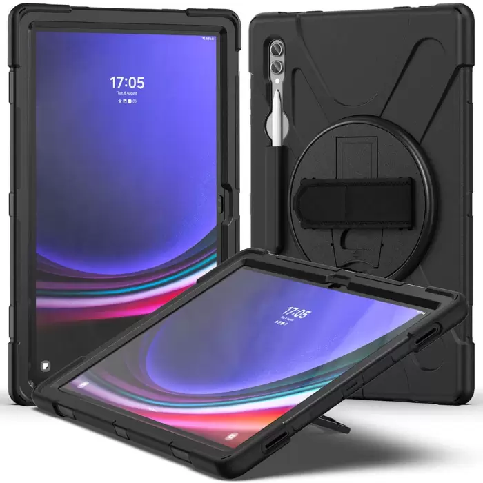 Samsung Galaxy Tab S10 Ultra Uyumlu Tablet Silikon Tank Military Ultra Koruma Standlı Defender