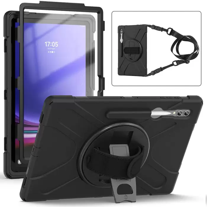 Samsung Galaxy Tab S10 Ultra Uyumlu Tablet Silikon Tank Military Ultra Koruma Standlı Defender