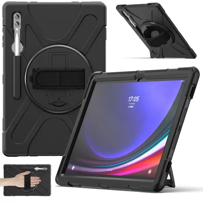 Samsung Galaxy Tab S10 Ultra Uyumlu Tablet Silikon Tank Military Ultra Koruma Standlı Defender