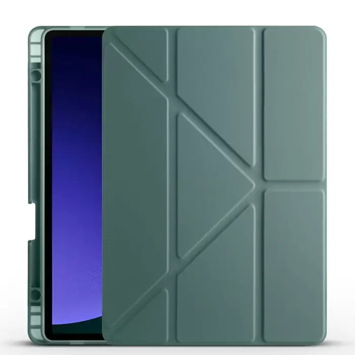 Samsung Galaxy Tab S9 FE Kılıf Lopard Tri Folding Kalem Bölmeli Standlı Kılıf