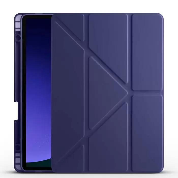 Samsung Galaxy Tab S9 FE Kılıf Lopard Tri Folding Kalem Bölmeli Standlı Kılıf