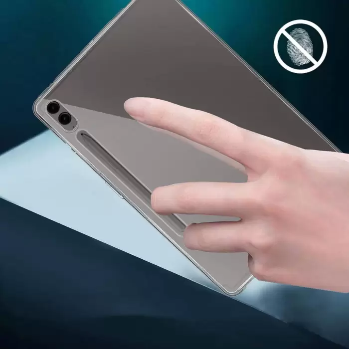 Samsung Galaxy Tab S9 FE Plus Kılıf Lopard Tablet Kamera Korumalı Renksiz Şeffaf Esnek Silikon Kapak Süper