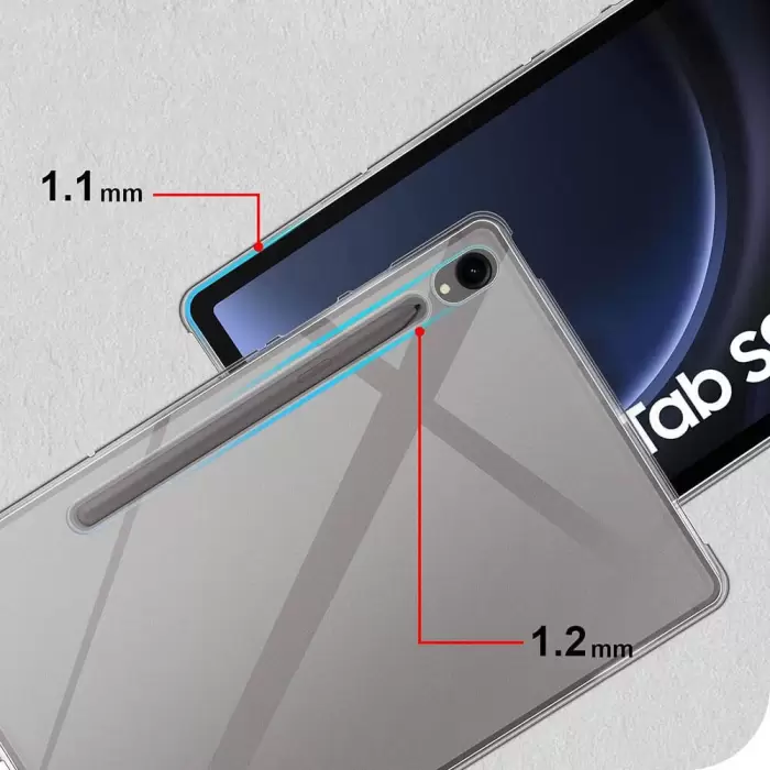 Samsung Galaxy Tab S9 Kılıf Lopard Tablet Kamera Korumalı Renksiz Şeffaf Esnek Silikon Kapak Süper