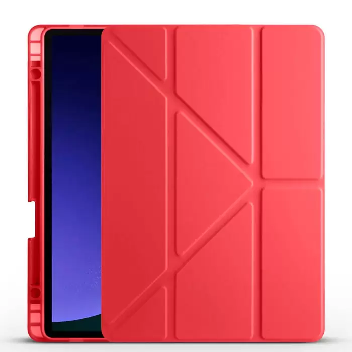 Samsung Galaxy Tab S9 Kılıf Lopard Tri Folding Kalem Bölmeli Standlı Kılıf