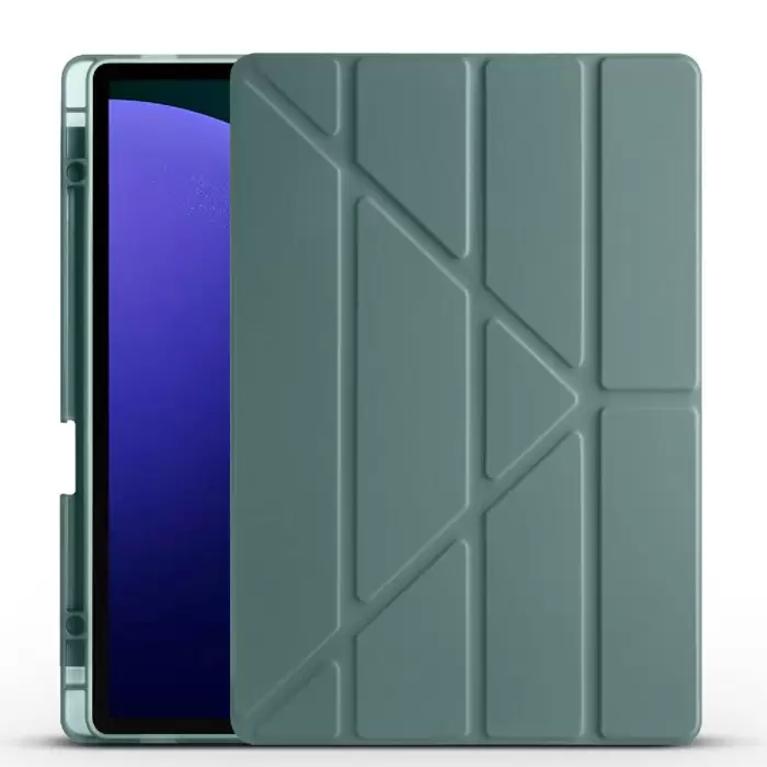 Samsung Galaxy Tab S9 Plus Kılıf  Tri Folding Kalem Bölmeli Standlı Kılıf