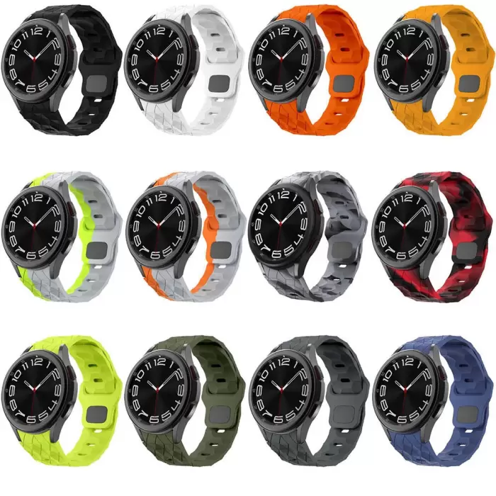 Samsung Galaxy Watch 6 40mm  KRD-116 20mm Futbol Desenli Spor Tasarımlı Silikon Kordon