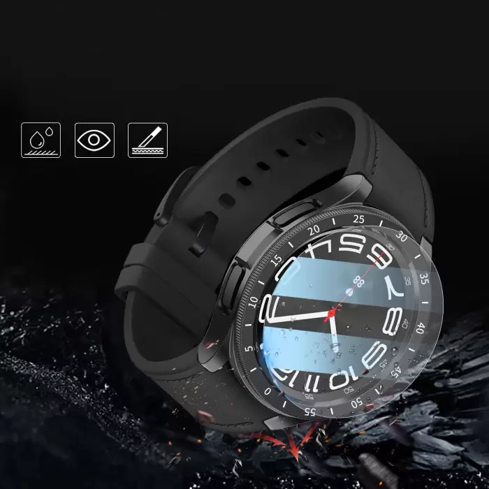 Samsung Galaxy Watch 6 Classic 43mm Sert PC Kasa ve Ekran Koruyucu Lopard Sport Watch Gard 29