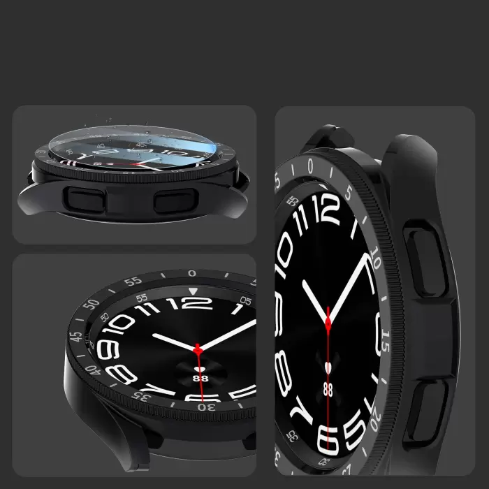 Samsung Galaxy Watch 6 Classic 47mm Sert PC Kasa ve Ekran Koruyucu Lopard Sport Watch Gard 29