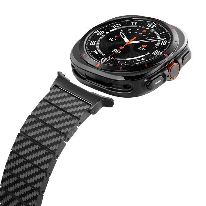 Samsung Galaxy Watch Ultra 47mm Karbon Fiber Pitaka Modern Series Black-grey Twill Kordon