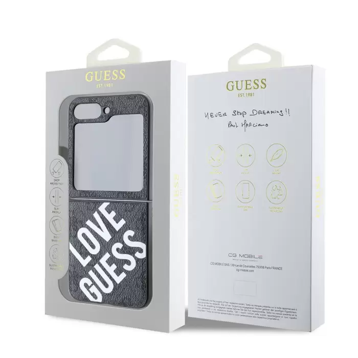 Samsung Galaxy Z Flip 6 Kılıf Guess Lisanslı Love Guess Printing Kapak