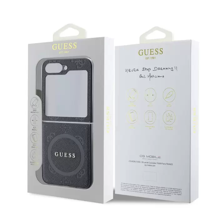 Samsung Galaxy Z Flip 6 Kılıf Guess Lisanslı Saffiano Metal Logo Kapak