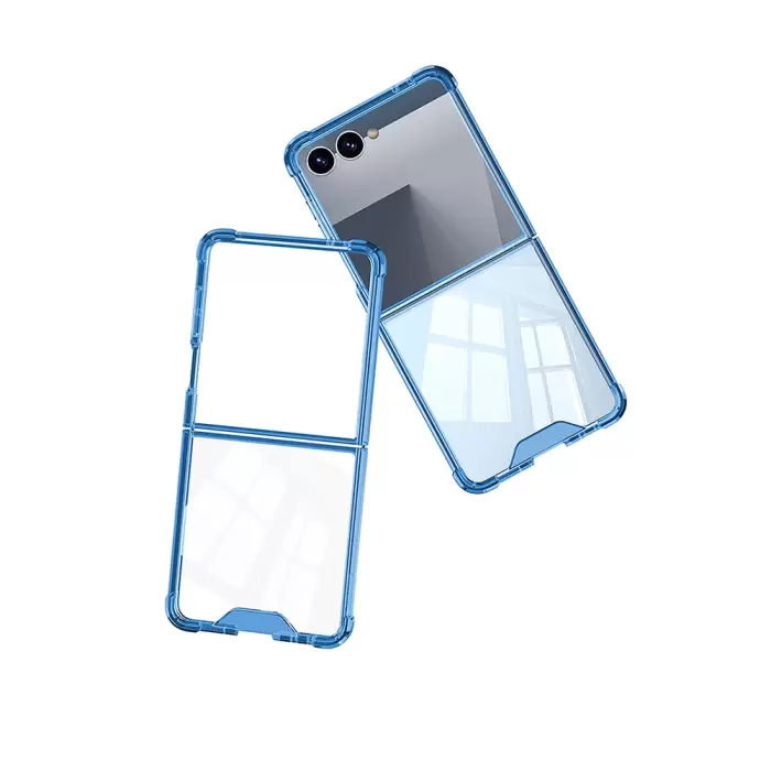 Samsung Z Flip 7 Kılıf Full Camlı Kıpta Kapak - Şeffaf, Ultra İnce, 360° Koruma