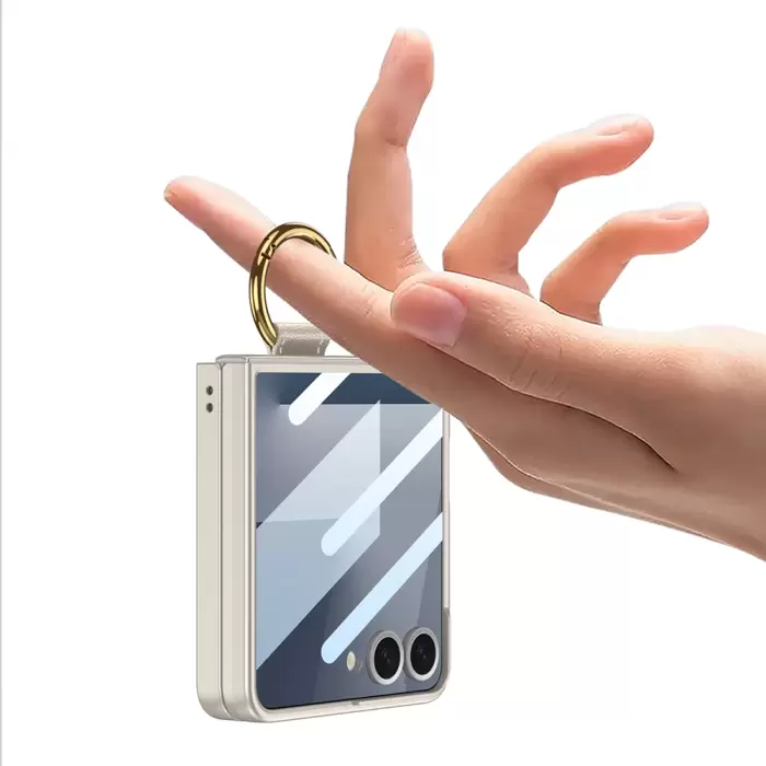 Samsung Galaxy Z Flip 7 Kılıf Magsafe Şarj Özellikli Lopard Kıpta Yüzüklü Flip Sert Kapak