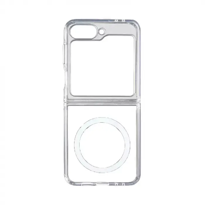 Samsung Galaxy Z Flip 7 Kılıf Magsafe Şarj Özellikli Şeffaf Sert Pc Lopard Embos Kapak