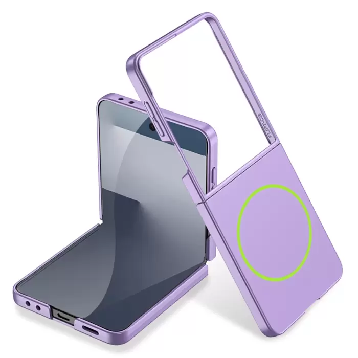 Samsung Galaxy Z Flip 7 Kılıf Wireless Şarj Özellikli Lopard Kıpta Magsafe Kapak