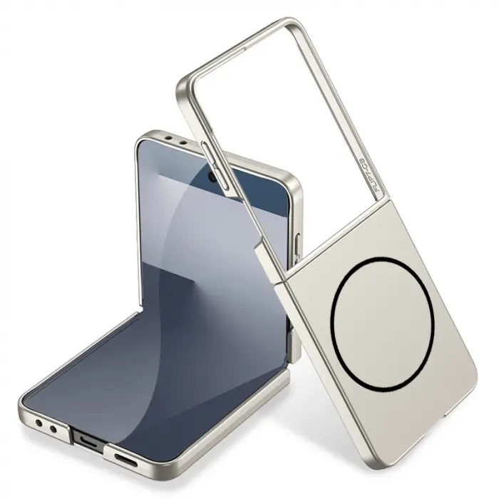 Samsung Galaxy Z Flip 7 Kılıf Wireless Şarj Özellikli Lopard Kıpta Magsafe Kapak